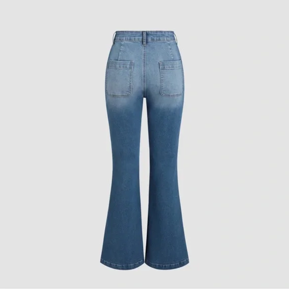 Cider Denim Washed High Waist Flared Jeans - Picture 2 of 7